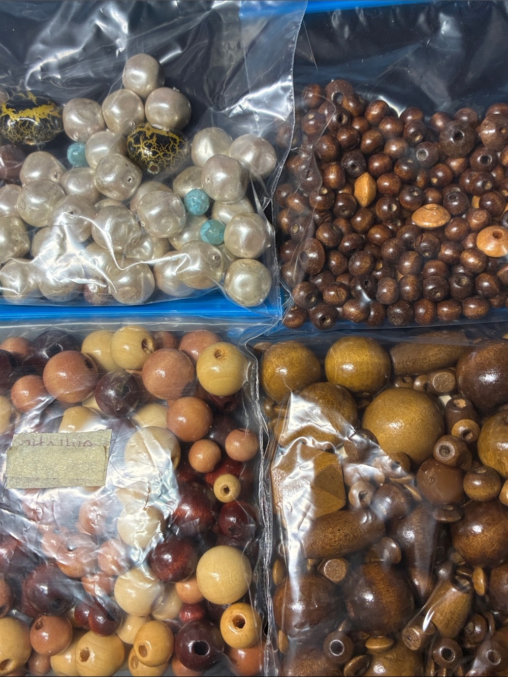 Mixed Wooden & Bead Lot — Natural Brown, Tan, Cream